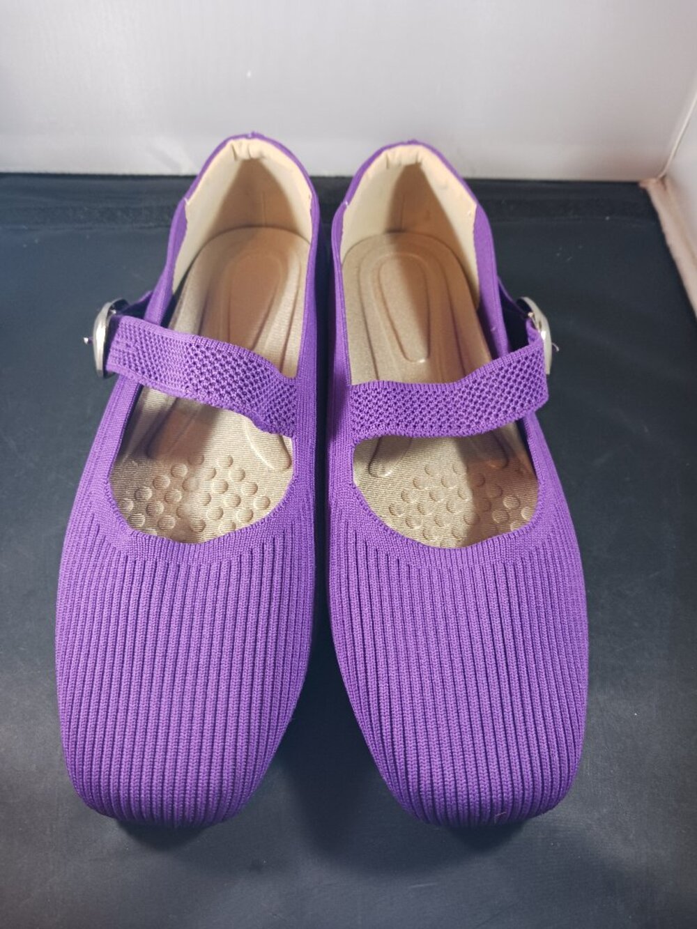 Women's Mary Jane Flat Knit Ballet Flats Purple size 43 US size 10